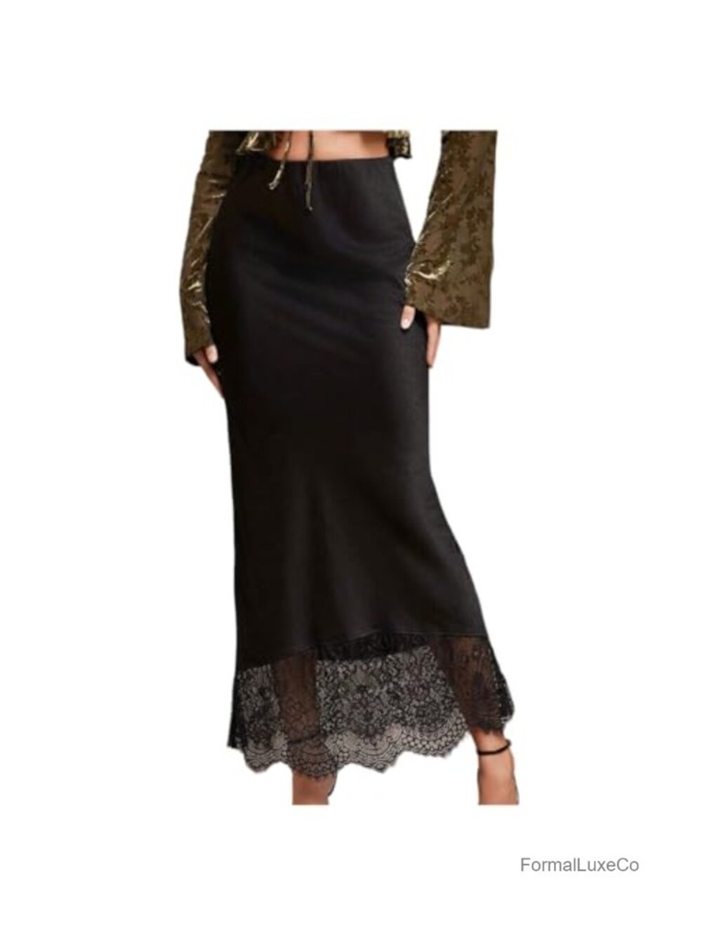 Elegant Lace Maxi Skirt Low Rise Formal Wedding Guest Fishtail